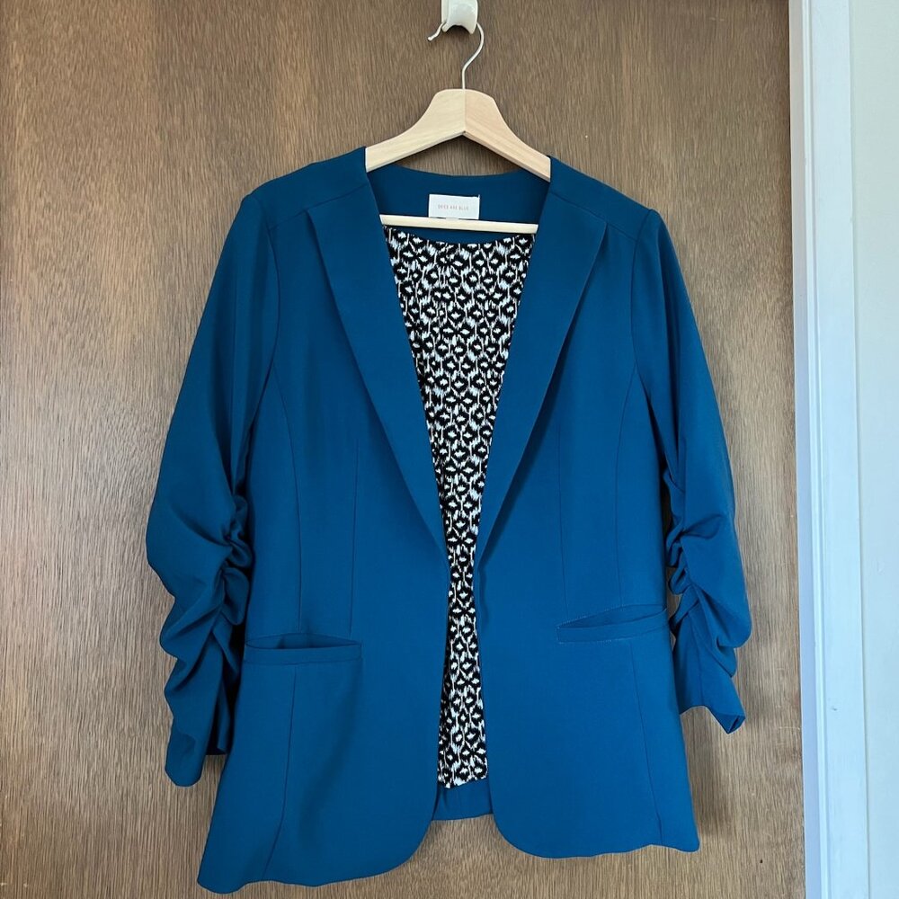 Skies Are Blue Blazer - Ruched Sleeves